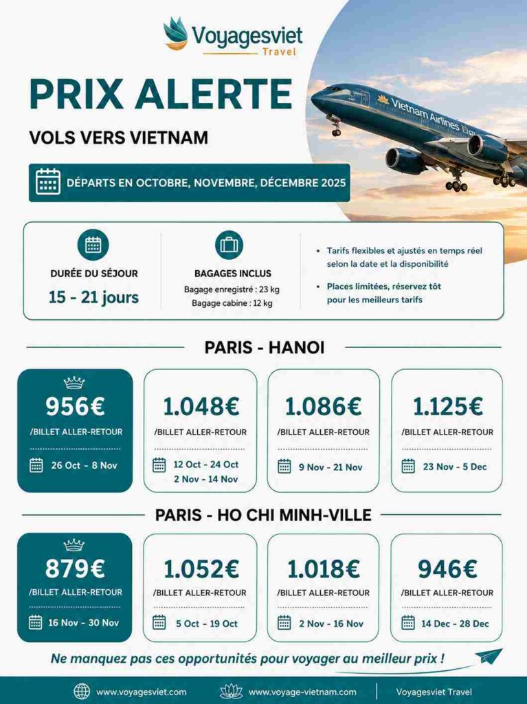 vols vers le vietnam compagnies prix 2