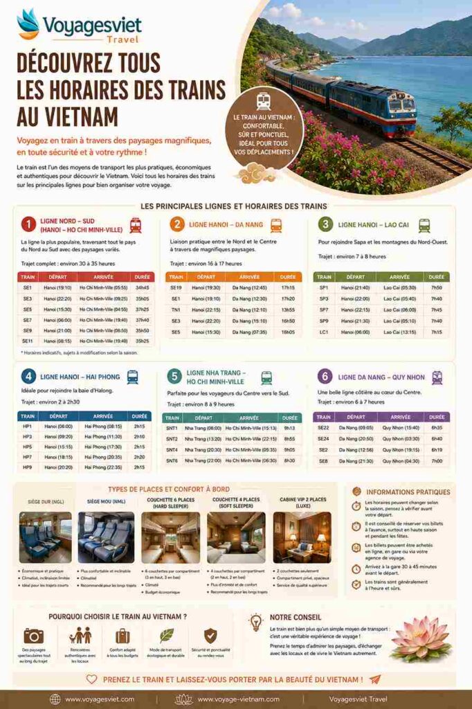 horaires des trains au Vietnam